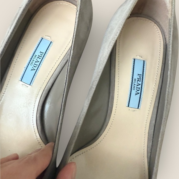 AUTHENTIC Prada | Vintage Gold Hardware Suede Pumps | Size 38 - Picture 8 of 13